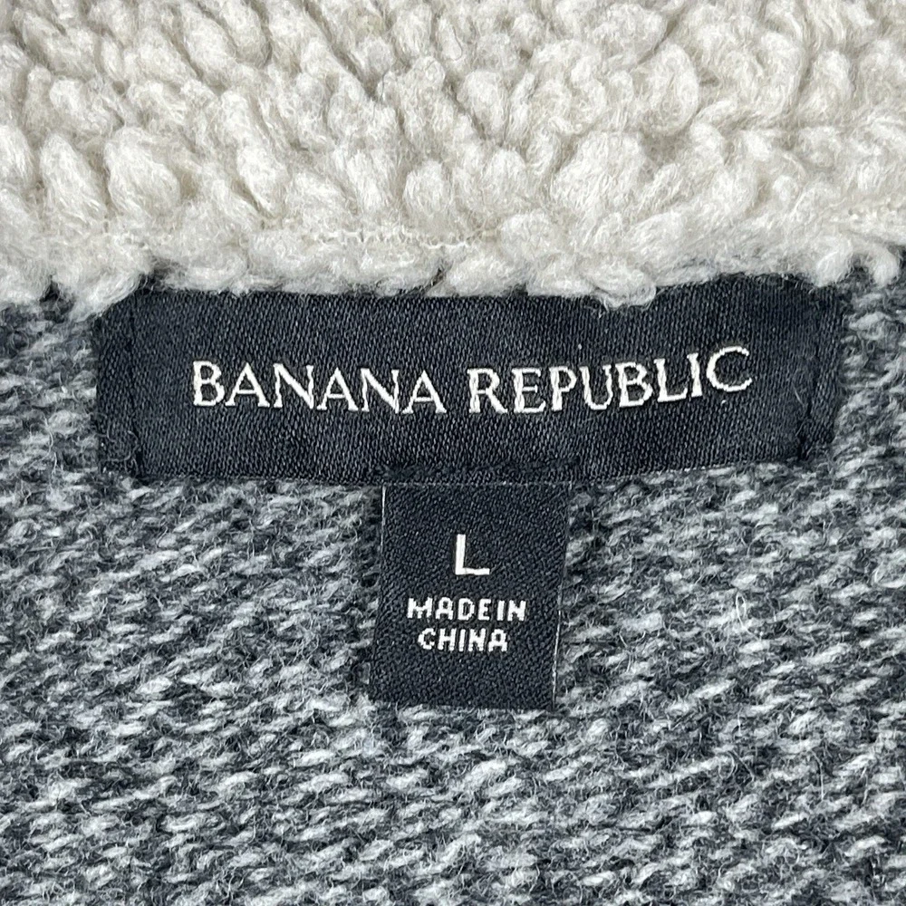 Banana Republic Sweater Mens Large Gray‎ Wool Blend Shawl Collar Toggle Button